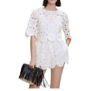 Maje lochetine Guipure Cropped Top